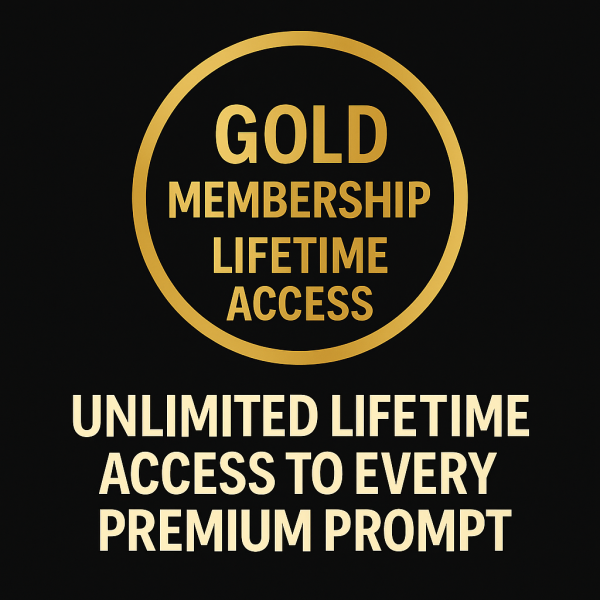Gold Membership badge with lifetime access offer and premium prompt description.